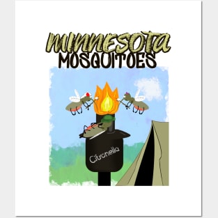 Minnesota Mosquitoes Cartoon - Camping by Tiki Torch Posters and Art